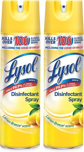 Lysol Disinfectant Spray-Lemon Breeze, 19 Fl Oz (Pack of 2)
