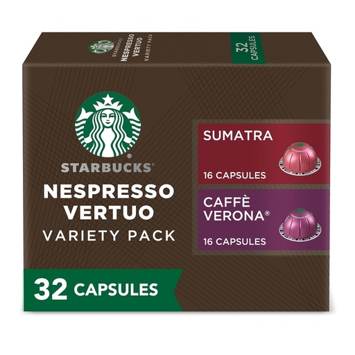 Starbucks by Nespresso Vertuo, Dark Roast Variety Pack Coffee, 32-count Coffee Pods