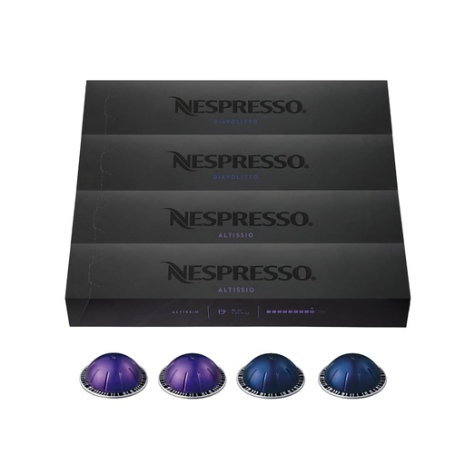 Nespresso Capsules Vertuo, Espresso Bold Variety Pack, Medium and Dark Roast Espresso Coffee, 40-Count Espresso Pods